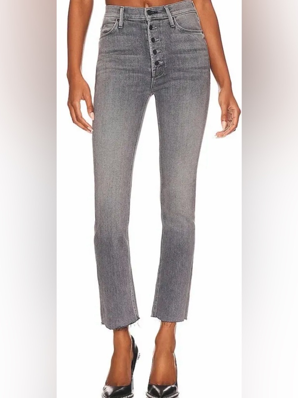 MOTHER The Pixie Dazzler Ankle Fray Digging Up Dirt Gray Size 28